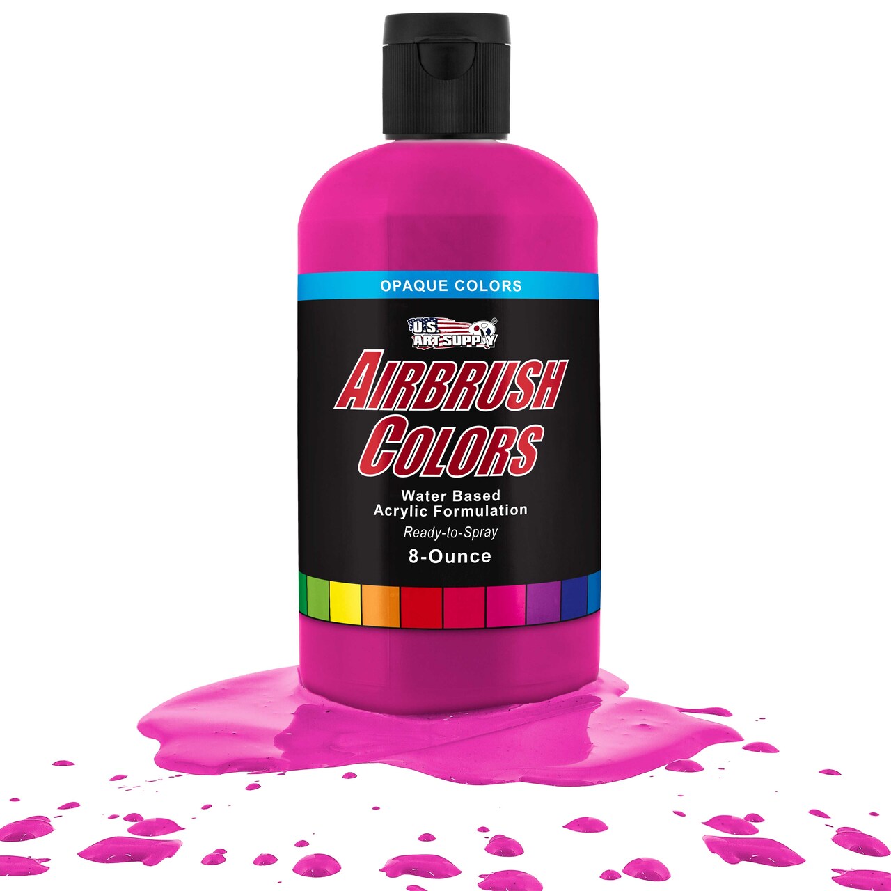 U.S. Art Supply Opaque Hot Pink Acrylic Special Effects Airbrush Paint - 8oz Ready to Spray Air Brush Paint for Nails, Models, Fabric - Water-Based Air Brush Painting